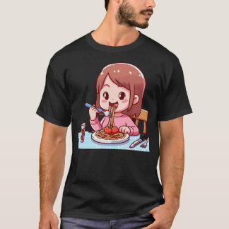 ガール食べ物ズスパゲッティ – 1 Tシャツ