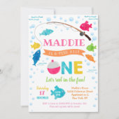 ガール魚釣りO – フィッシュ同盟第1回誕生日招待状 招待状 (正面)