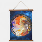 ガール鮮やかウォールタペストリーの水彩 吊り下げ型タペストリー (正面)