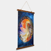 ガール鮮やかウォールタペストリーの水彩 吊り下げ型タペストリー (傾斜あり)