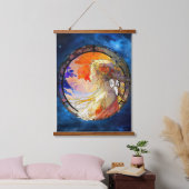 ガール鮮やかウォールタペストリーの水彩 吊り下げ型タペストリー (寝室)