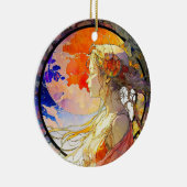 ガール鮮やかオーナメントの水彩画 セラミックオーナメント (右)