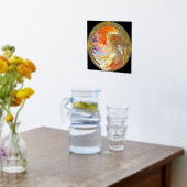 ガール鮮やかフォイルプリントの水彩画 箔ポスター (レイダウン (キッチン))