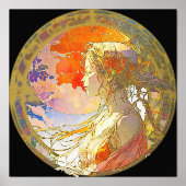 ガール鮮やかフォイルプリントの水彩画 箔ポスター (正面)