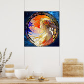 ガール鮮やかポスターの水彩画 ポスター (キッチン)