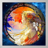 ガール鮮やかポスターの水彩画 ポスター (正面)