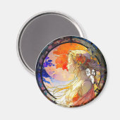 ガール鮮やかマグネットの水色 マグネット (正面/裏面)