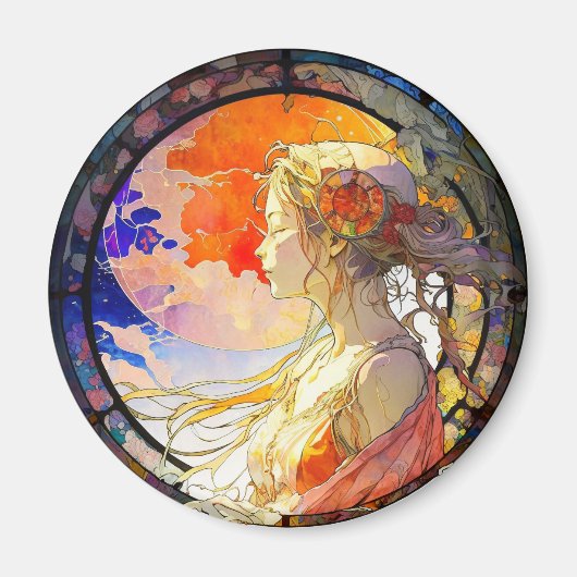 ガール鮮やかマグネットの水色 マグネット (正面)