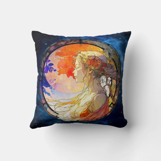 ガール鮮やか装飾用クッションの水彩画 クッション (裏面)