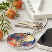 ガール鮮やか&ムーンアクリルキーチェーンの水彩画 キーホルダー (正面右)