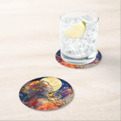 ガール鮮やか&ムーン紙コースターの水の色 ラウンドペーパーコースター (インサイチュ)