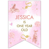 ガール1歳の誕生日バレエピンクバレリーナ バンティングフラッグ (第1の旗)