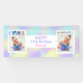 ガール10代のカスタムフォトカラフル誕生日 横断幕 (横)