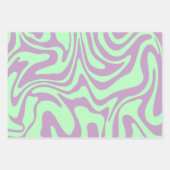 ガール10代のグルーヴィーパープルグリーンウェー市松模様にブデイジー ラッピングペーパーシート (正面3)