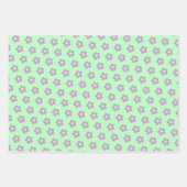 ガール10代のグルーヴィーパープルグリーンウェー市松模様にブデイジー ラッピングペーパーシート (正面2)