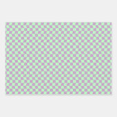 ガール10代のグルーヴィーパープルグリーンウェー市松模様にブデイジー ラッピングペーパーシート (正面)