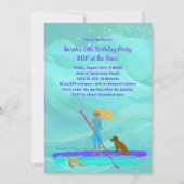 ガール10代のトロピカルSUPバースデーパーティ招待状 招待状 (正面)
