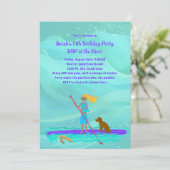ガール10代のトロピカルSUPバースデーパーティ招待状 招待状 (スタンド正面)