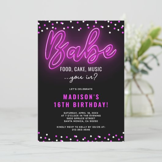 ガール10代のネオンベバースデーパーティー 招待状 (スタンド正面)