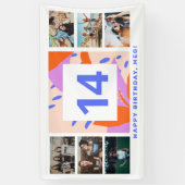 ガール10代のフォトコラージュハッピーバースデーパーティー 横断幕 (縦)