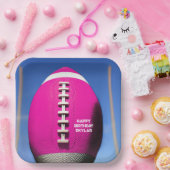 ガール10代のブルースカイゴールポストピンクサッカー ペーパープレート (パーティー)