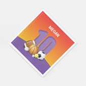 ガール10th誕生日スポーツボール スタンダードランチョンナプキン (角)