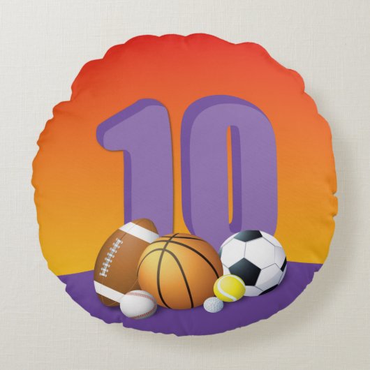 ガール10th誕生日スポーツボール ラウンドクッション (正面)