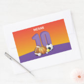 ガール10th誕生日スポーツボール 長方形シール (封筒)