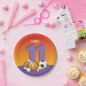 ガール11誕生日スポーツボール ペーパープレート (パーティー)