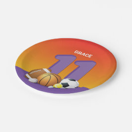 ガール11誕生日スポーツボール ペーパープレート