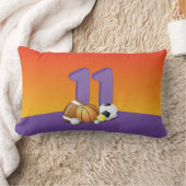 ガール11誕生日スポーツボール ランバークッション (ブランケット)