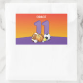 ガール11誕生日スポーツボール 長方形シール (バッグ)