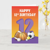 ガール12th誕生日スポーツボール カード (黄色い花)