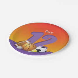 ガール12th誕生日スポーツボール ペーパープレート