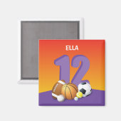 ガール12th誕生日スポーツボール マグネット (正面/裏面)