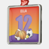 ガール12th誕生日スポーツボール メタルオーナメント (左)