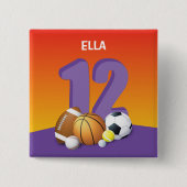 ガール12th誕生日スポーツボール 缶バッジ (正面)