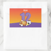 ガール12th誕生日スポーツボール 長方形シール (バッグ)