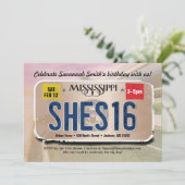ガール16誕生日ミシシッピライセンス招待状 招待状 (スタンド正面)