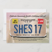 ガール17th誕生日ミシシッピー免許招待状 招待状 (正面)