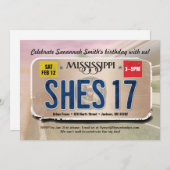 ガール17th誕生日ミシシッピー免許招待状 招待状 (正面/裏面)
