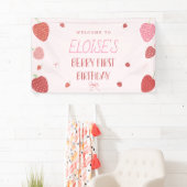 ガール1stストロベリーベリーファースト誕生日バナー 横断幕 (インサイチュ)