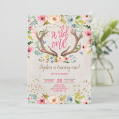 ガール1stバースデーディア〔雄ジカの〕枝角素朴ワイルドワン 招待状 (スタンド正面)