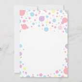 ガール1stバースデーパステルレインボードット紙吹雪 招待状 (裏面)