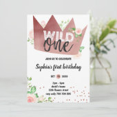 ガール1stバースデーワイルドワンバラゴールドフォイルクラウン 招待状 (スタンド正面)