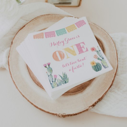 ガール1st誕生日パーティー，タコについて最初のフィエスタ スタンダードカクテルナプキン