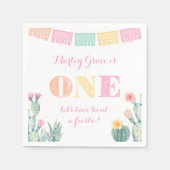 ガール1st誕生日パーティー，タコについて最初のフィエスタ スタンダードカクテルナプキン (正面)