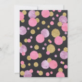 ガール1st誕生日招待状ピンク&金ゴールド紙吹雪 招待状 (裏面)