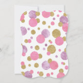 ガール1st誕生日招待状ピンク&金ゴールド紙吹雪 招待状 (裏面)