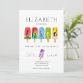 ガール3rdn誕生日サマーポップシクルアイスクリーム 招待状 (スタンド正面)